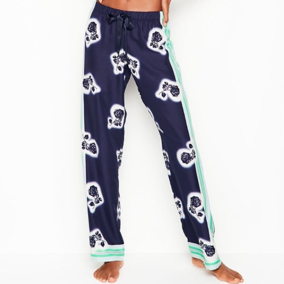 Victoria’s Secret navy blue floral silky pants M - Picture 2 of 5